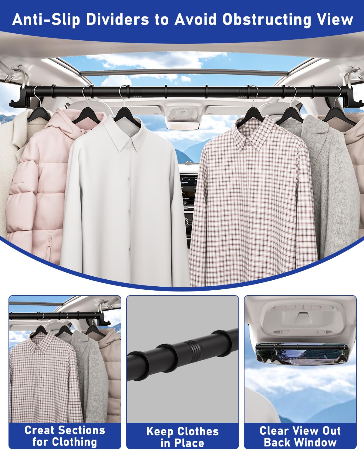 MUOFAHYI non-slip matte finish with rubber rings to separate garments during travel