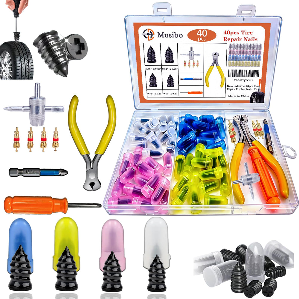 Musibo tire repair nails 60 pieces in four sizes for quick roadside fixes
