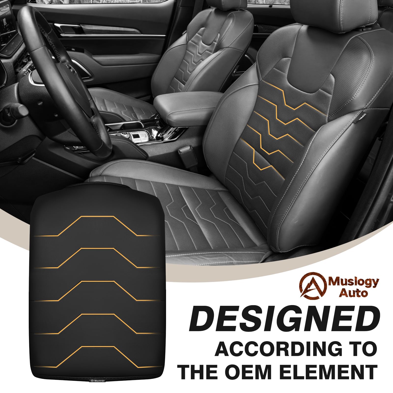 Muslogy armrest pad closeup highlights durable odorless material.