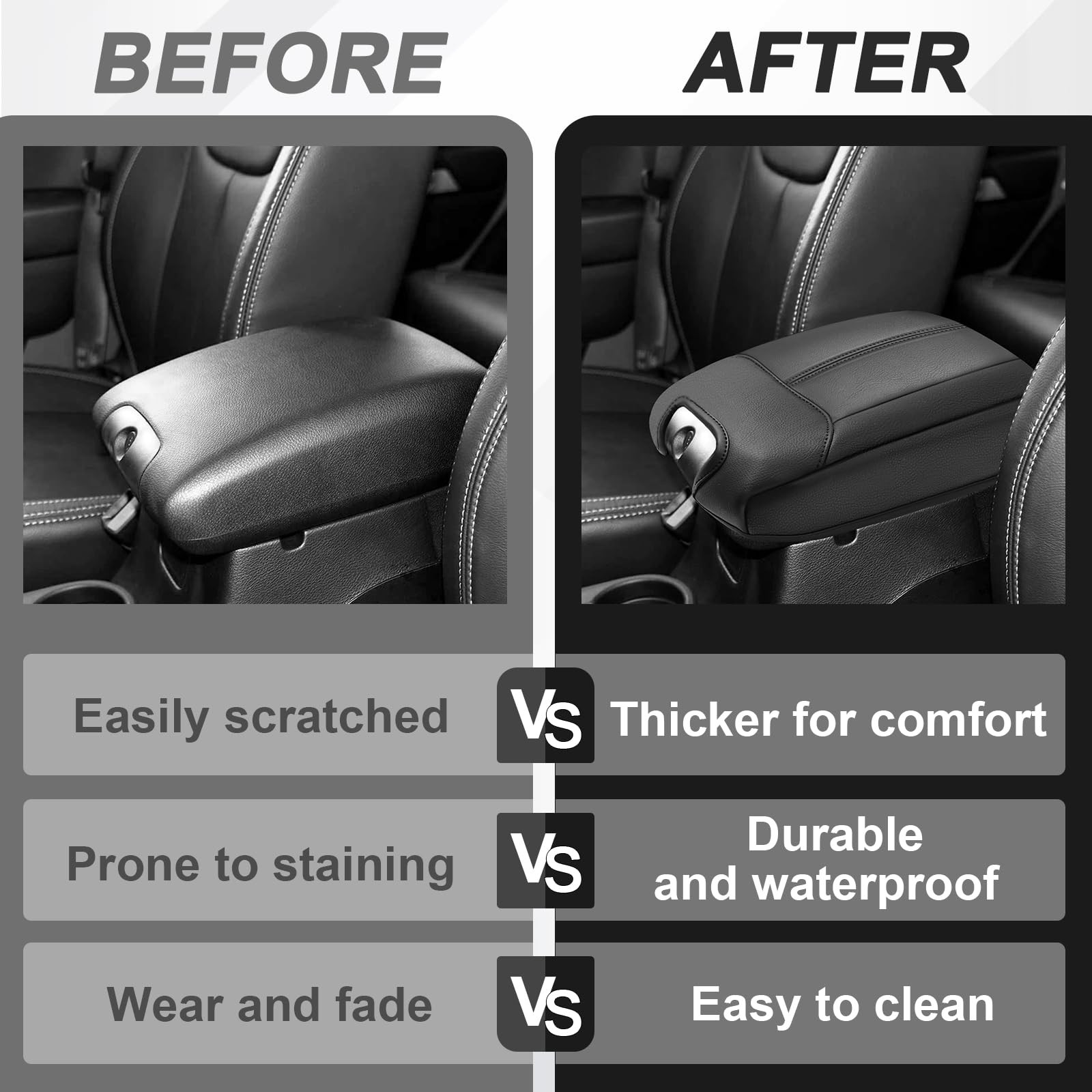 Muslogy black vegan leather finish complements Jeep interior aesthetics