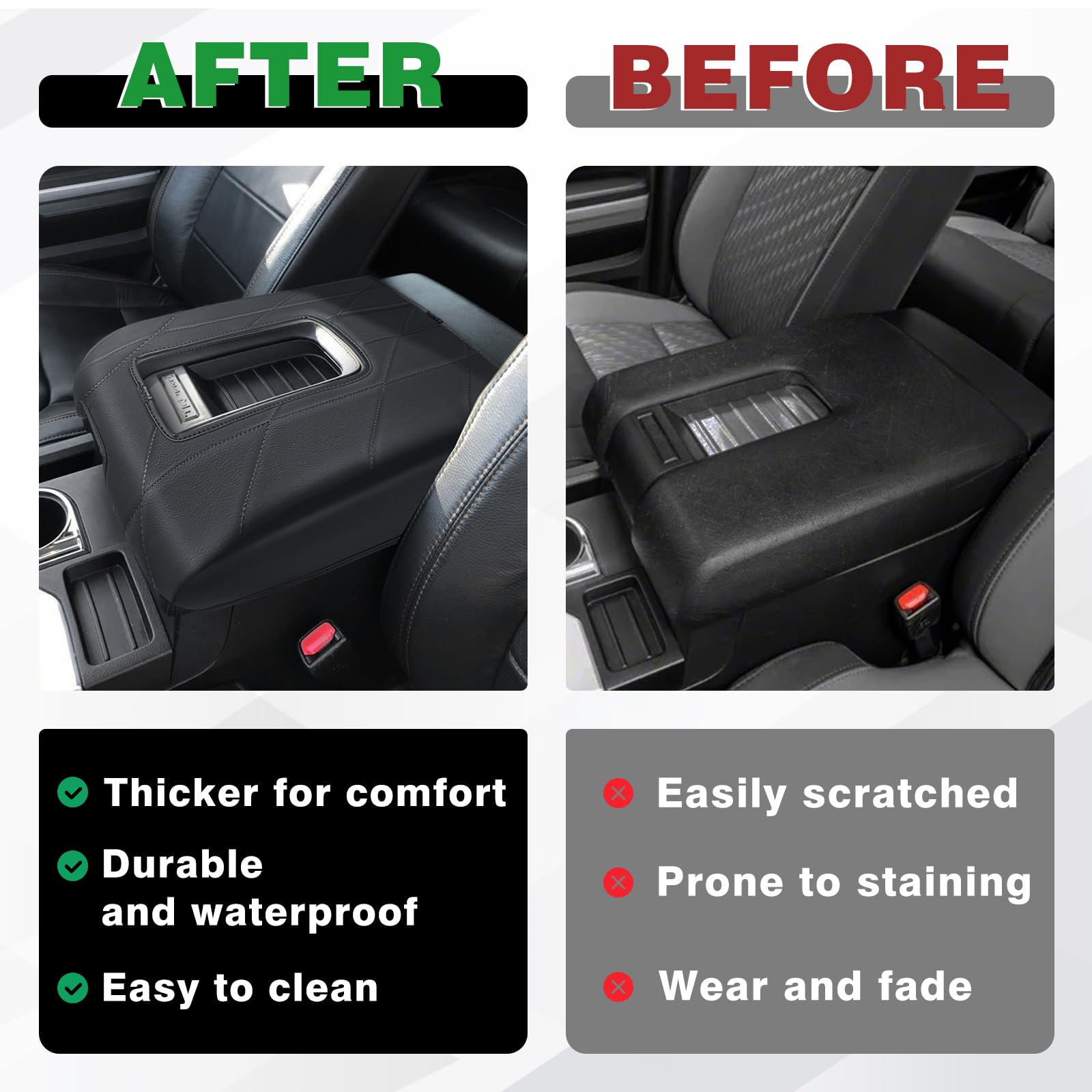Muslogy bucket-seat compatible armrest cover fits bucket-seat interiors securely.