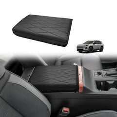 Muslogy center console armrest cover closeup of vegan leather texture with premium protection