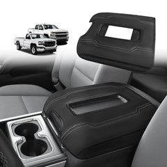 Muslogy center console armrest cover for Chevy Silverado 2014-2018 protects and elevates the interior