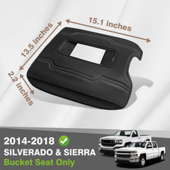Muslogy center console armrest cover for GMC Sierra 2014-2018 fits bucket seats