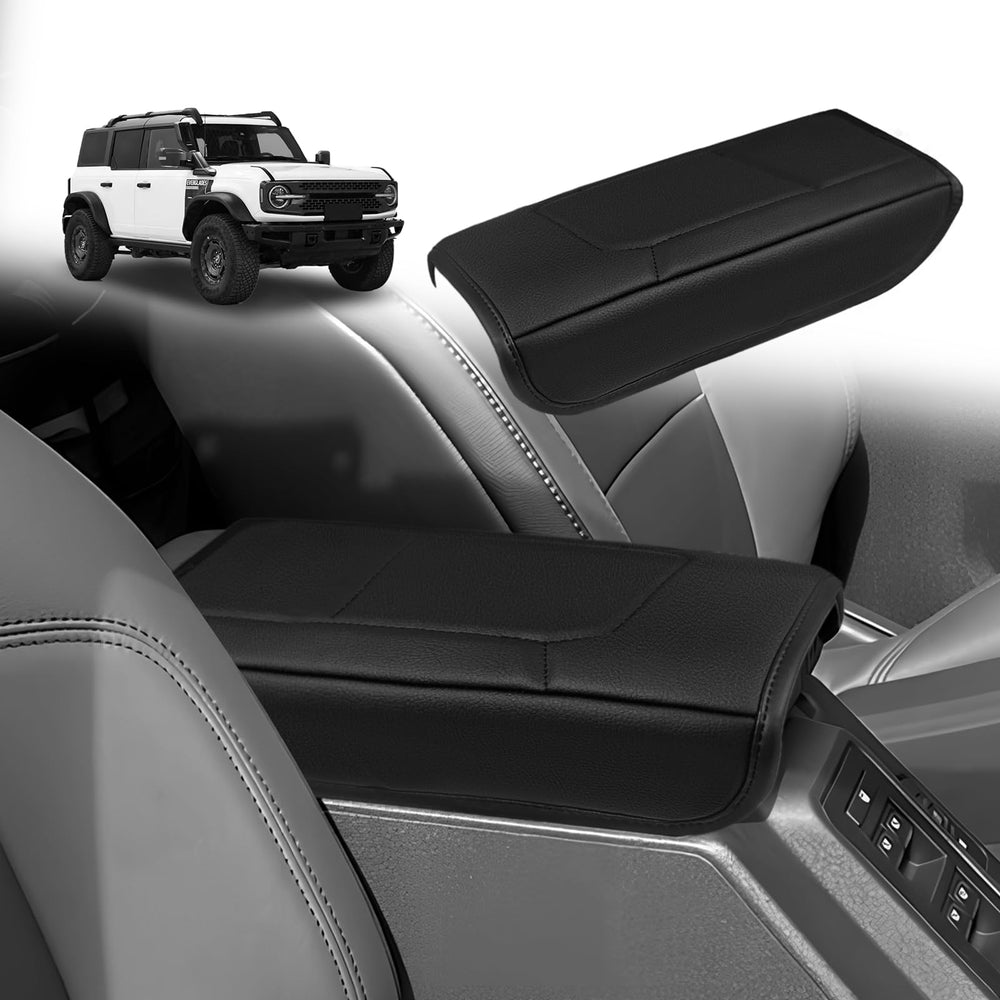 Muslogy center console armrest cover on Ford Bronco interior for a precise fit and protection.