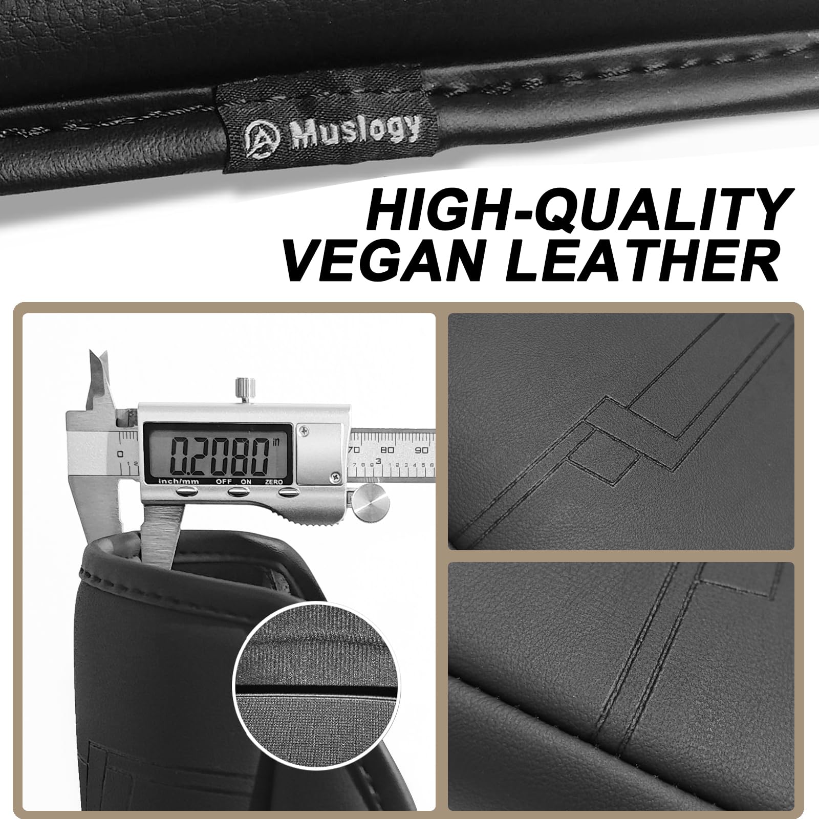 Muslogy Frontier armrest cover stitch detail demonstrates durable construction
