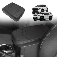 Muslogy center console armrest cover on Toyota Tacoma protects upholstery while driving.