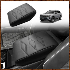 Muslogy center console armrest cover for VW Atlas/Cross Sport protects and enhances grip.