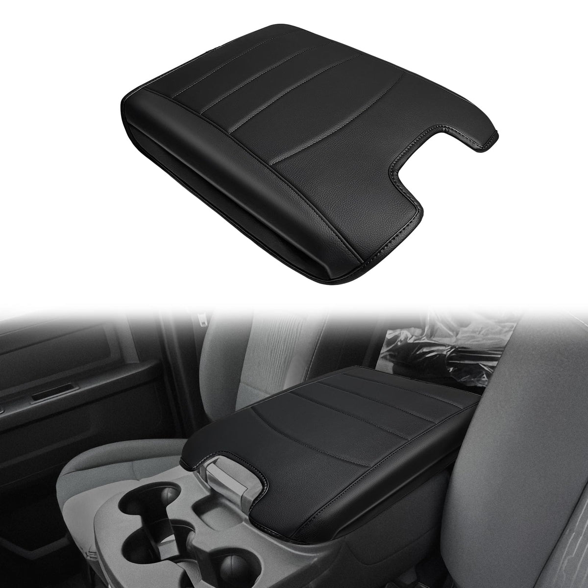 Muslogy center console cover on a Dodge Ram 1500 shows precise fit and premium finish.