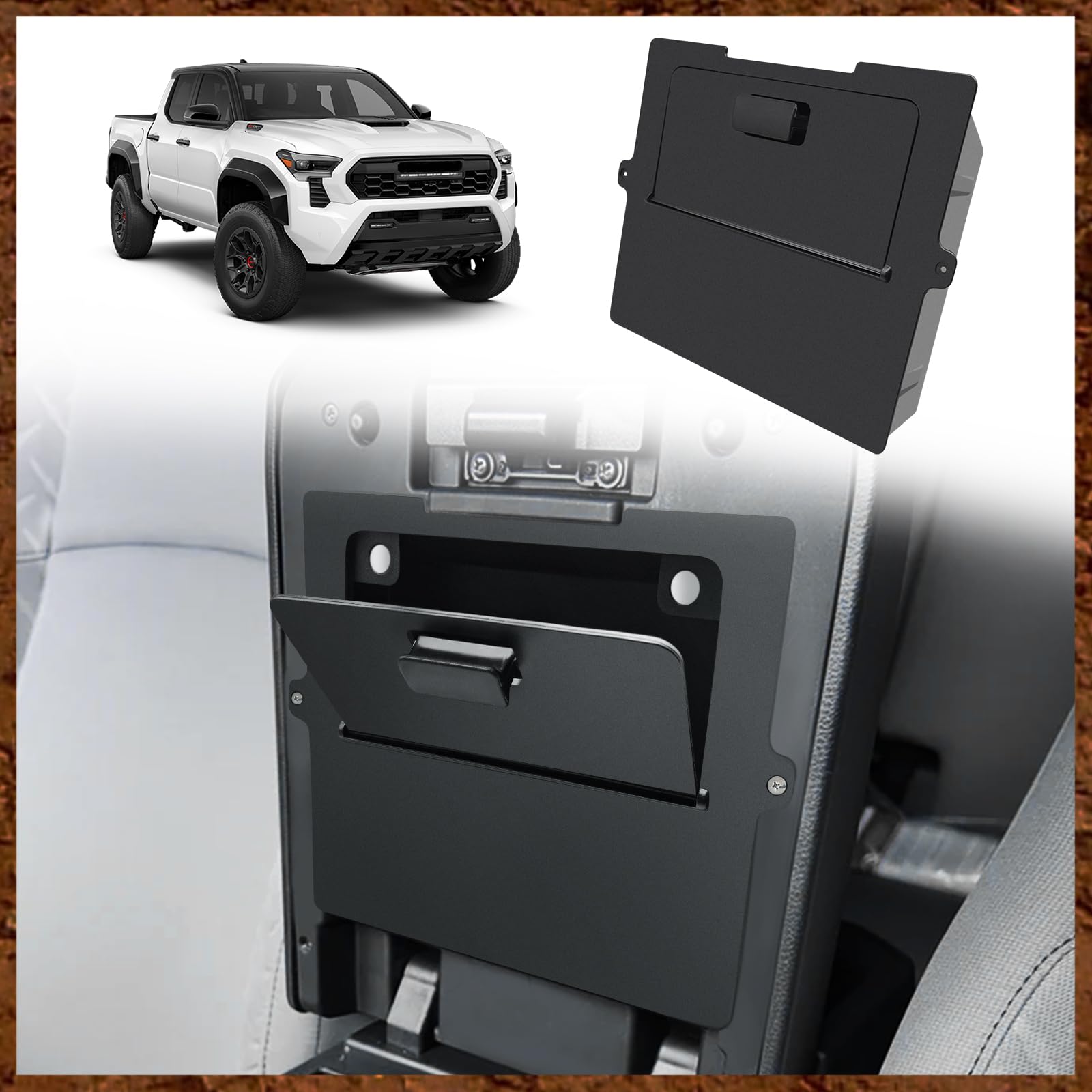 Muslogy center console hidden organizer front open for secure small-item storage