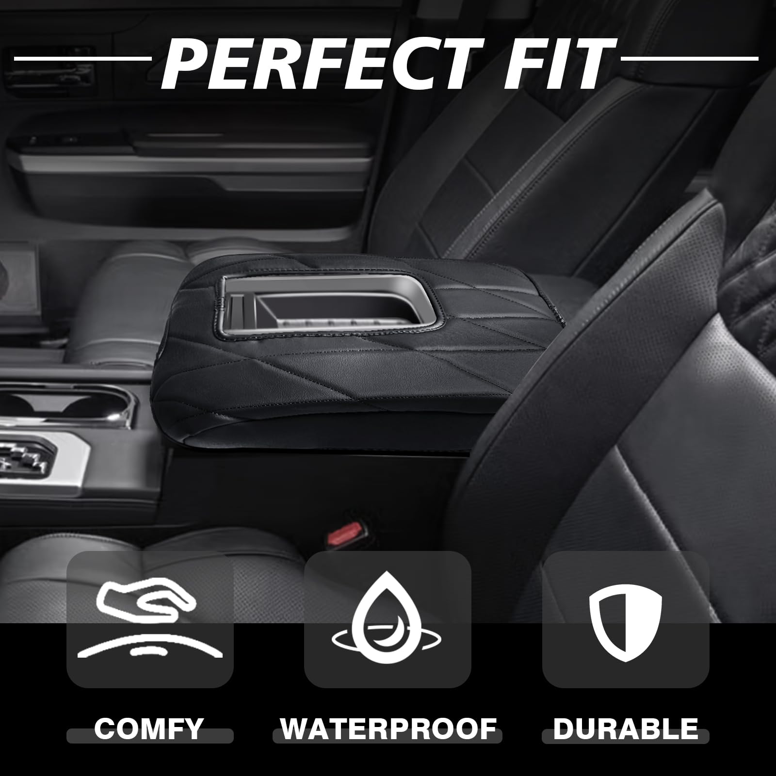 Muslogy center console lid cushion for bucket seats, quick tool-free installation
