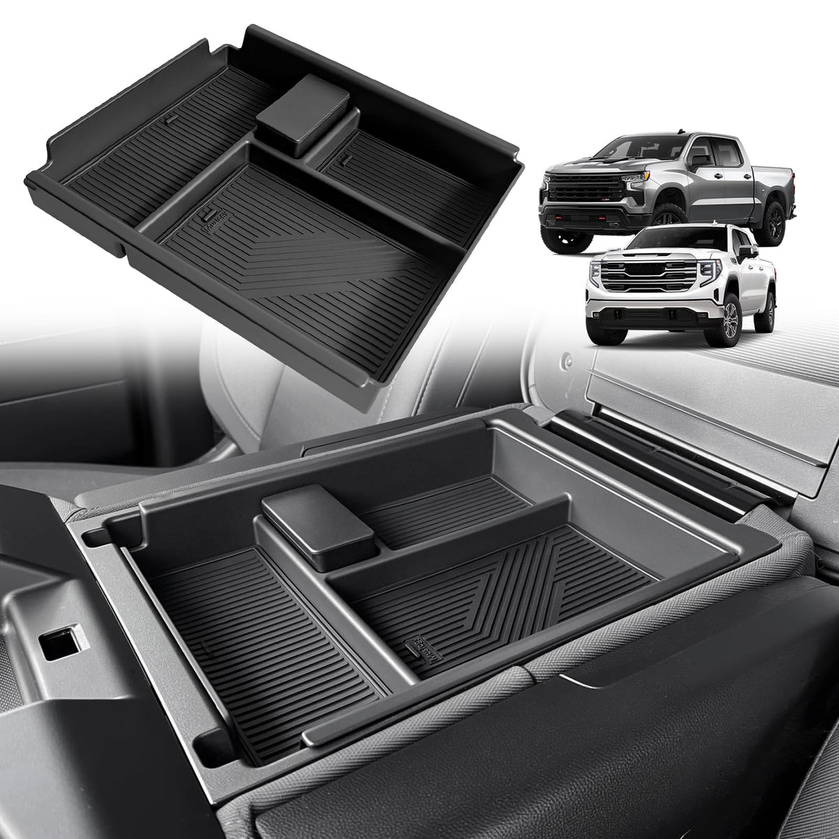 Muslogy center console upper organizer in Chevy/Sierra keeps items neatly organized.