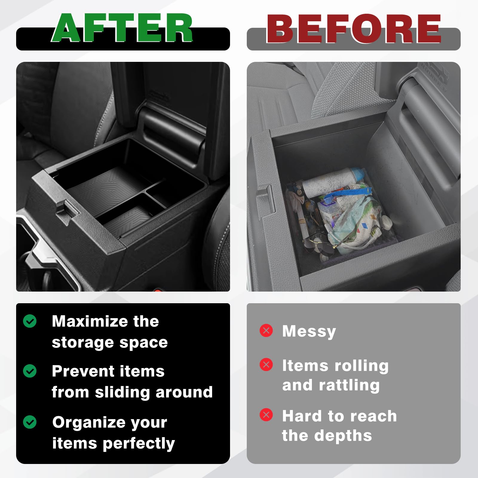Muslogy compact organization setup for daily carry items in the console.