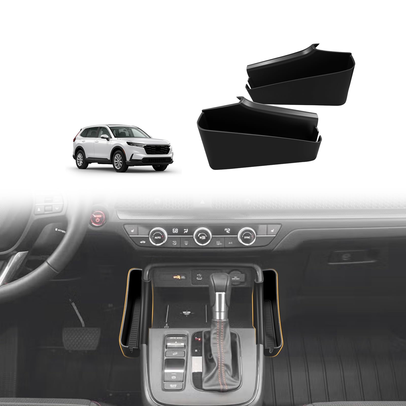 Muslogy CR-V center console left organizer keeps smartphones, coins, and cards within easy reach.