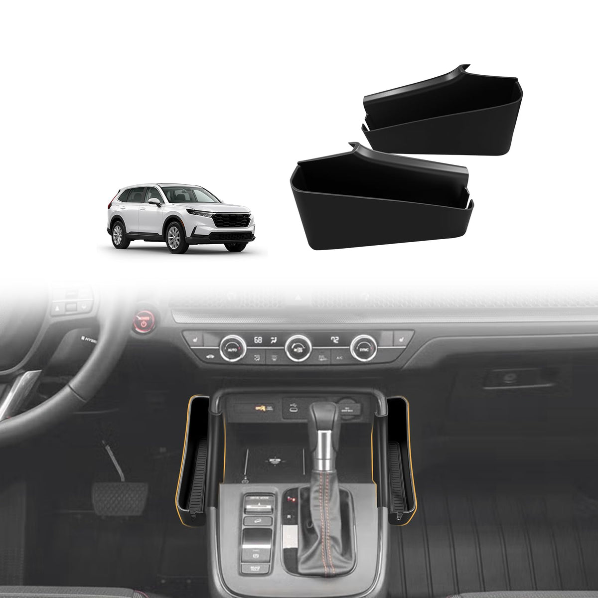 Muslogy CR-V center console left organizer keeps smartphones, coins, and cards within easy reach.