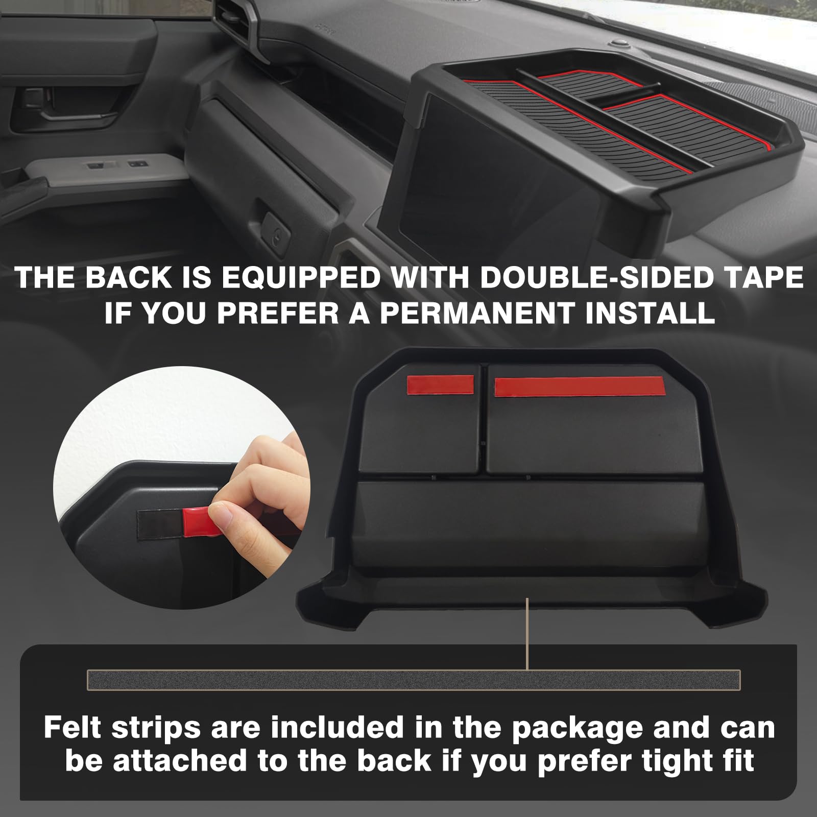 Muslogy dashboard storage box includes odorless inserts for easy cleaning