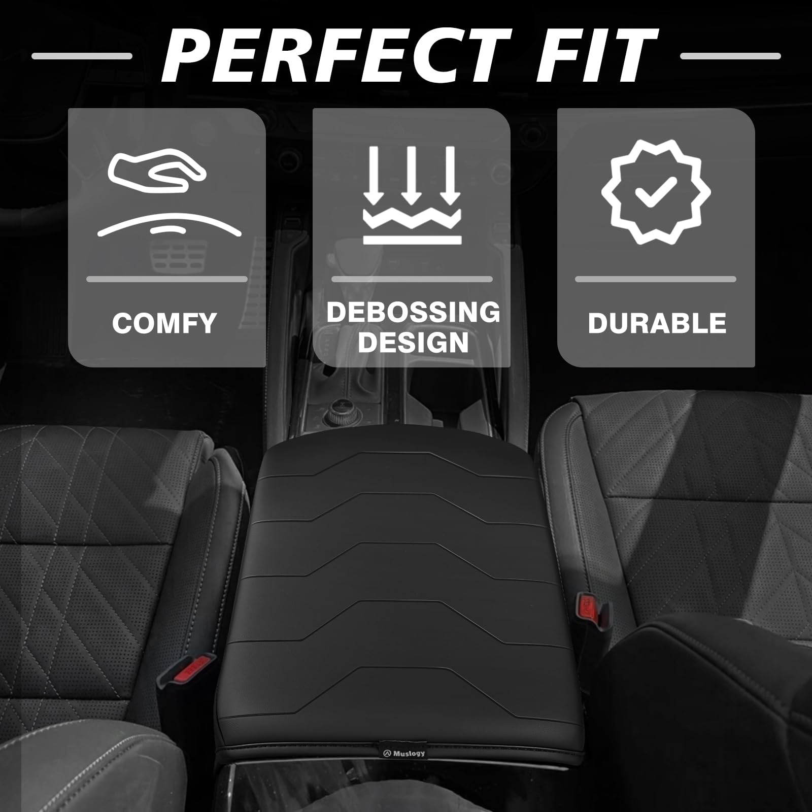 Muslogy durable protection guards center console from dirt and paw prints.