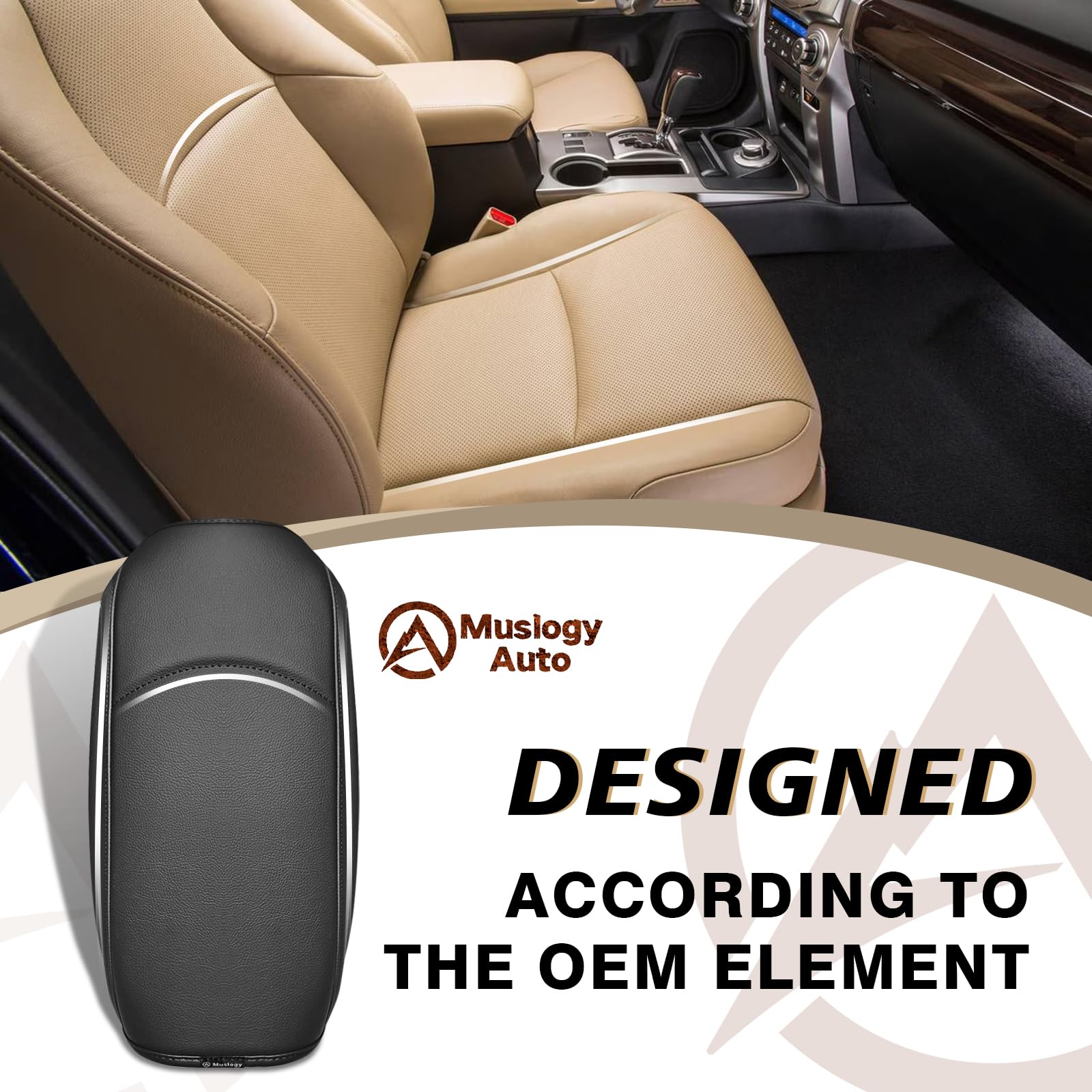 Muslogy easy-install armrest cover with no-tools band closure.