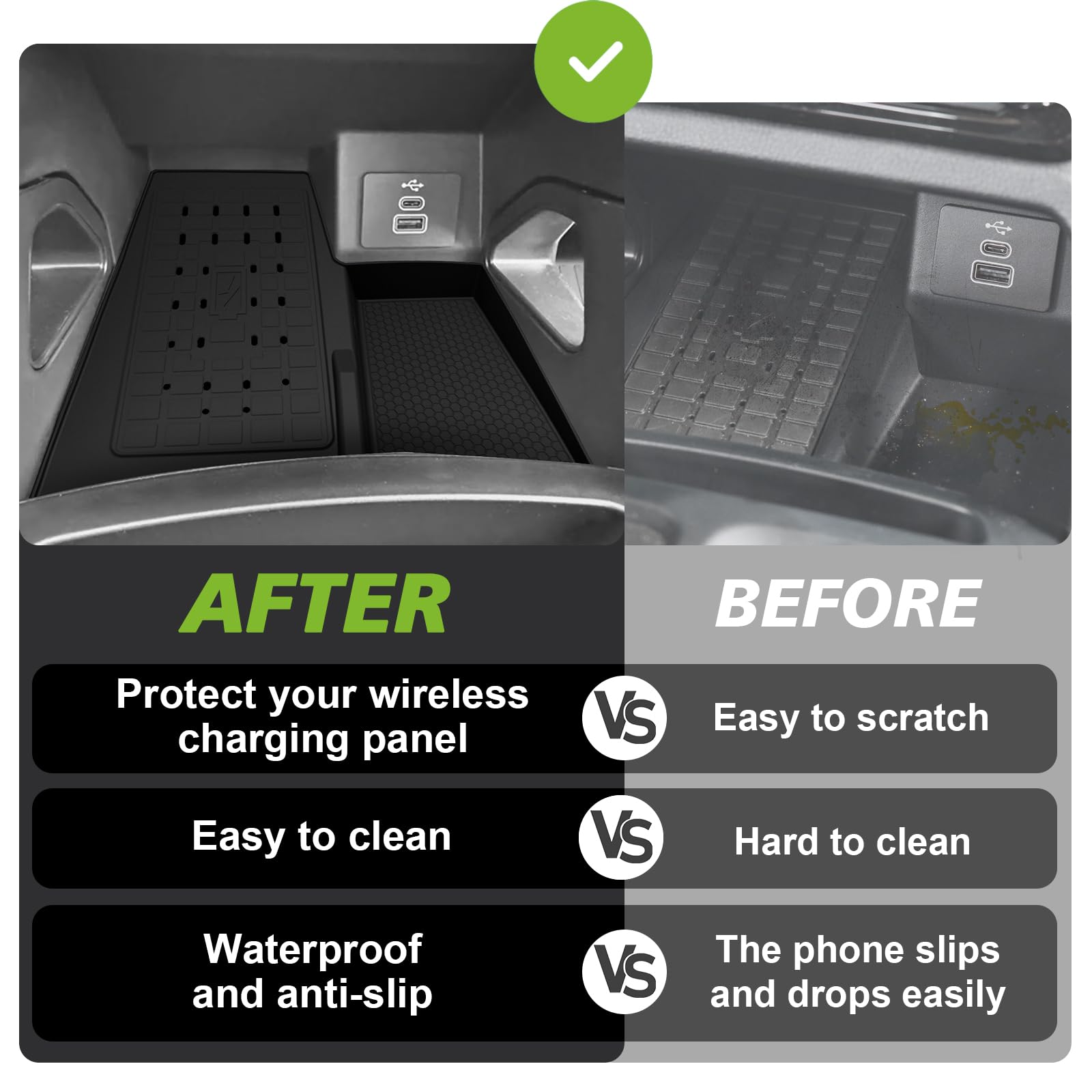 Muslogy easy-install center console insert simplifies setup and cleaning.