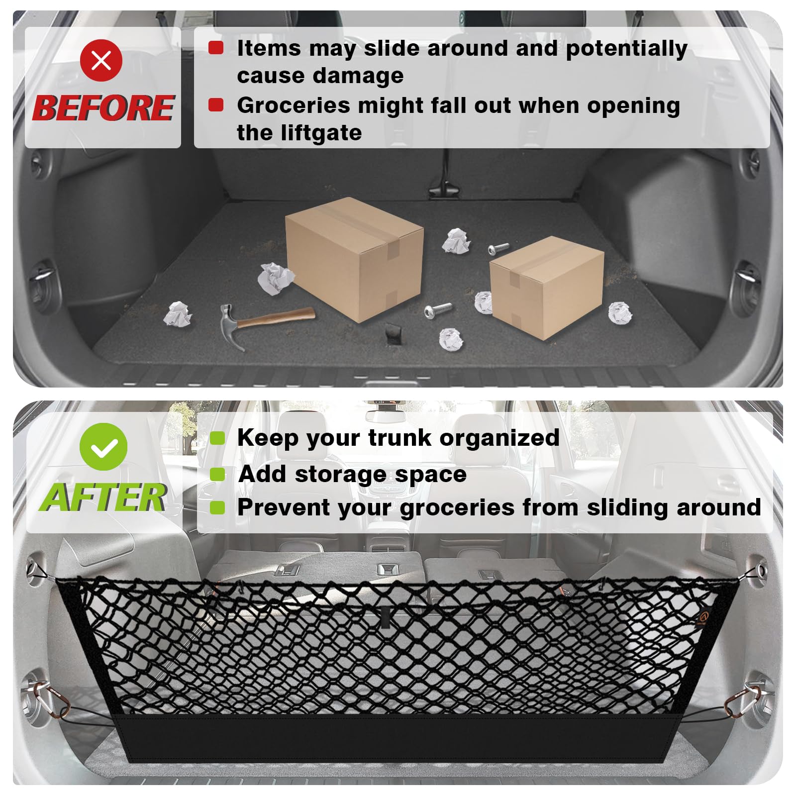 Muslogy easy-install hooks attach to existing trunk anchors without tools.