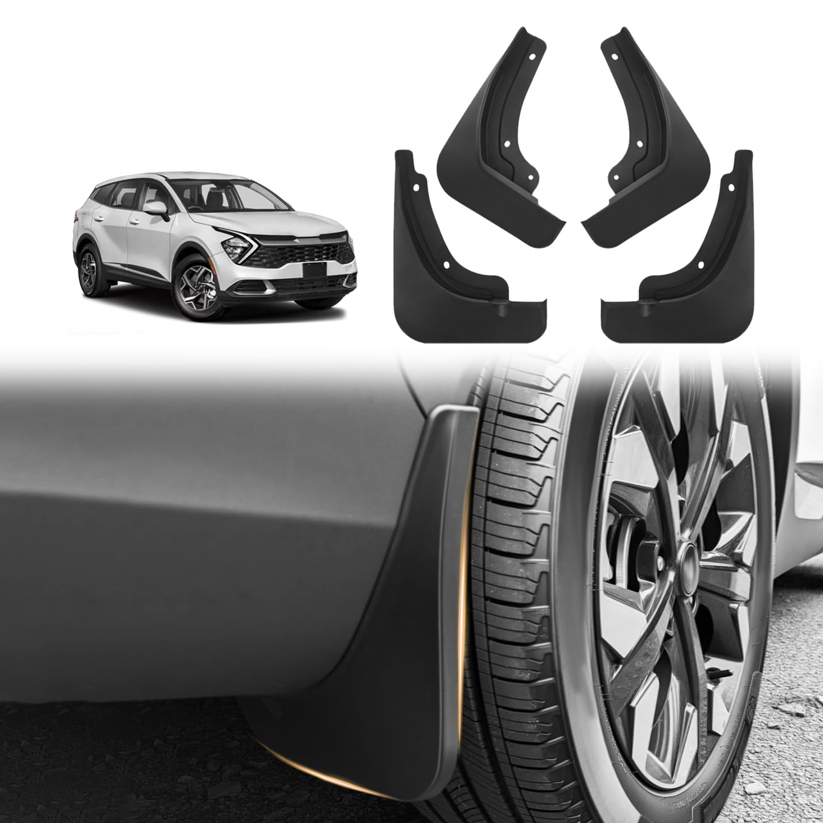 Muslogy Kia Sportage front mud flap protects the fender from rocks.