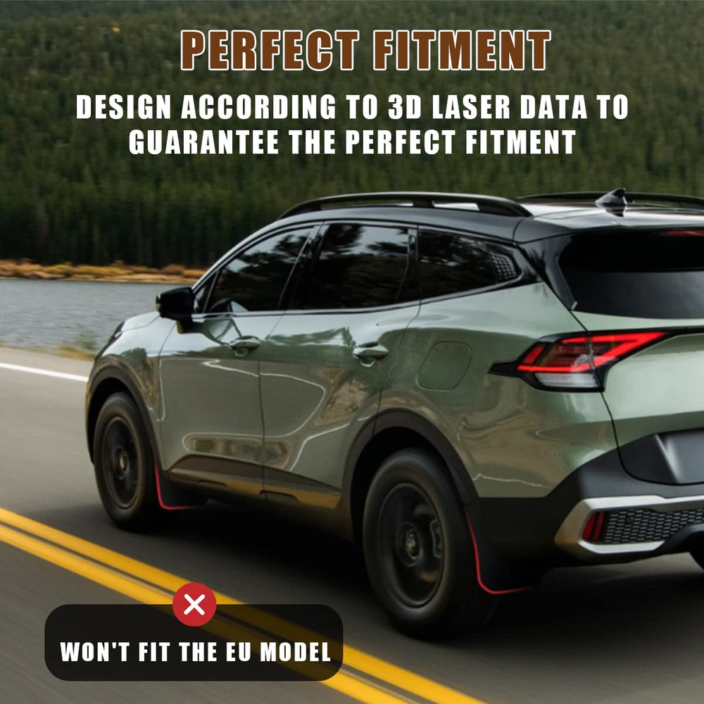 Muslogy Kia Sportage rear mud flap shields rocker panels in mud.