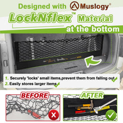 Muslogy LockNflex material close-up highlighting flexible retention for small items.