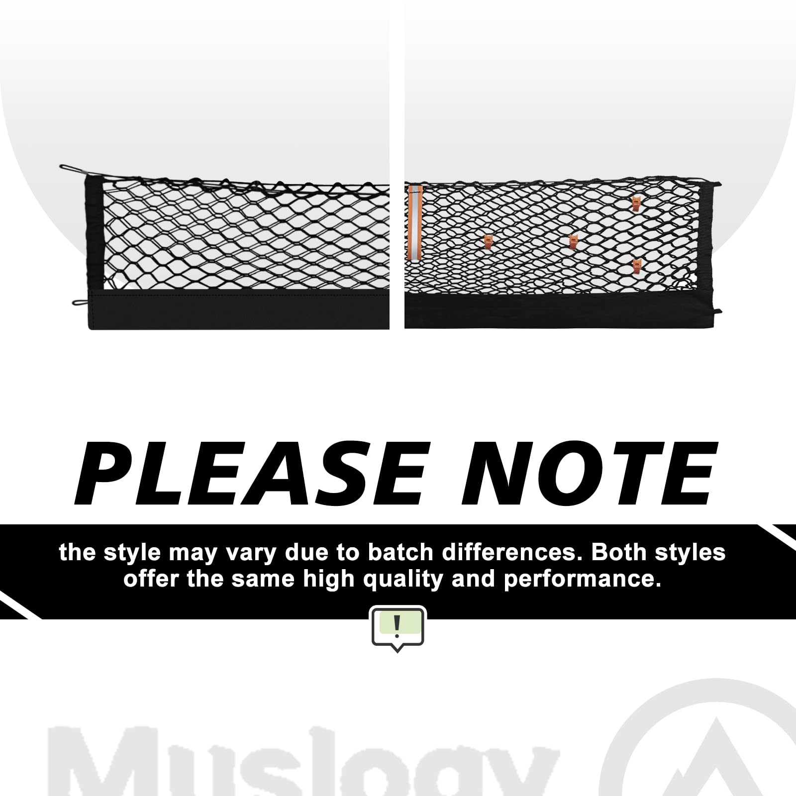 Muslogy cargo net in action supports groceries, tools, and accessories.