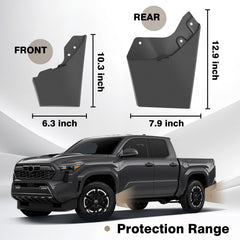 Muslogy Tacoma mud flap front-right shields rocker panel during spray