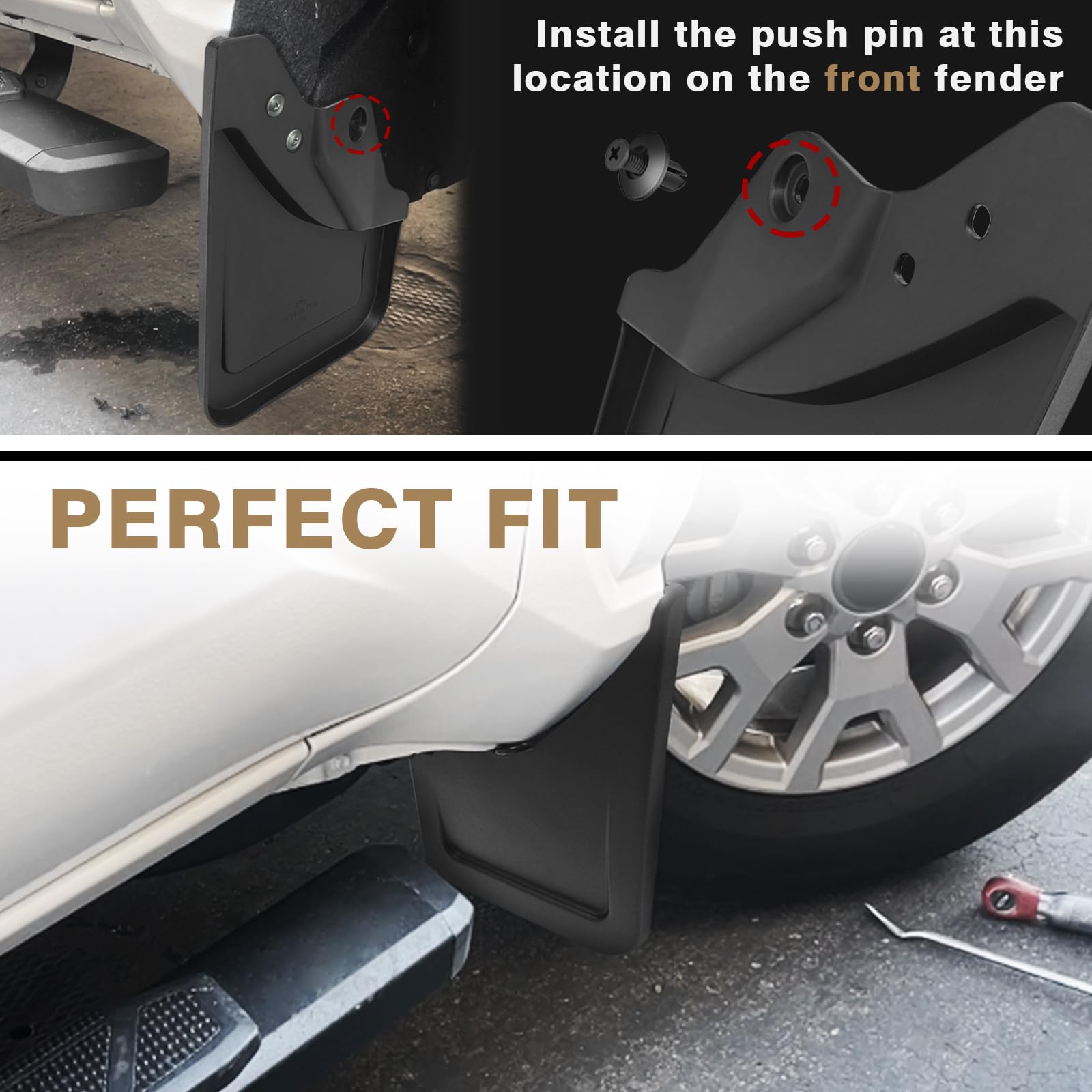 Muslogy Tacoma mud flaps hardware kit included for easy setup