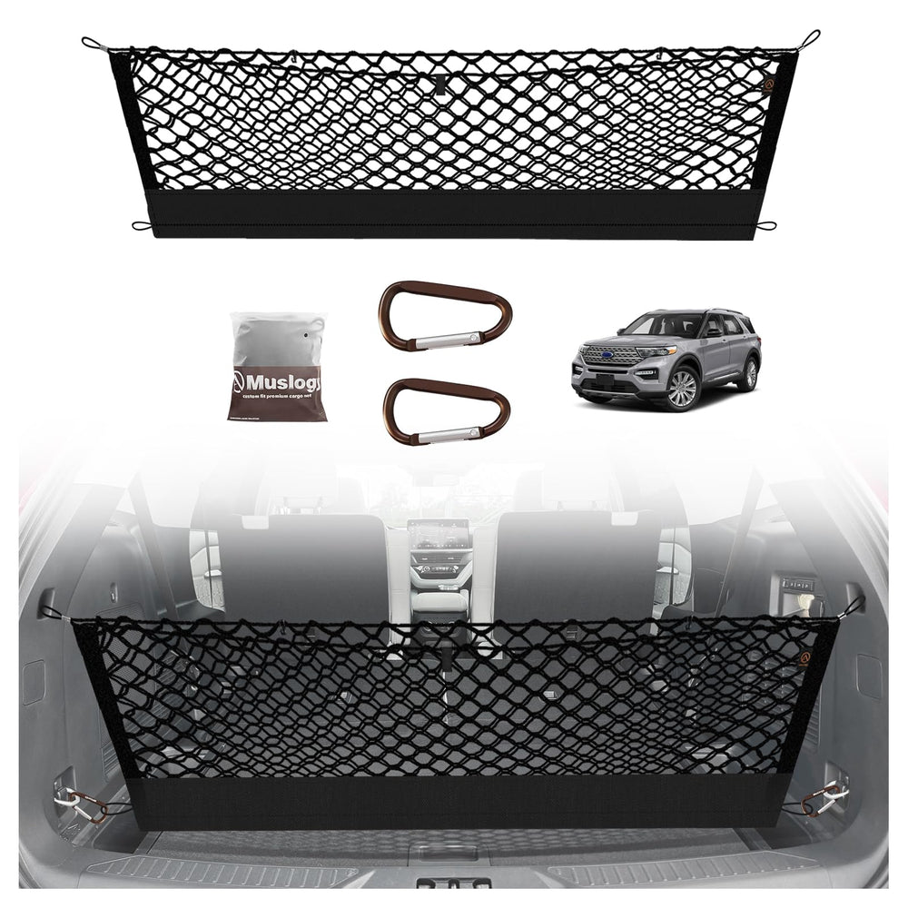 Muslogy truck bed cargo net with custom-fit design keeps items secure during travel.
