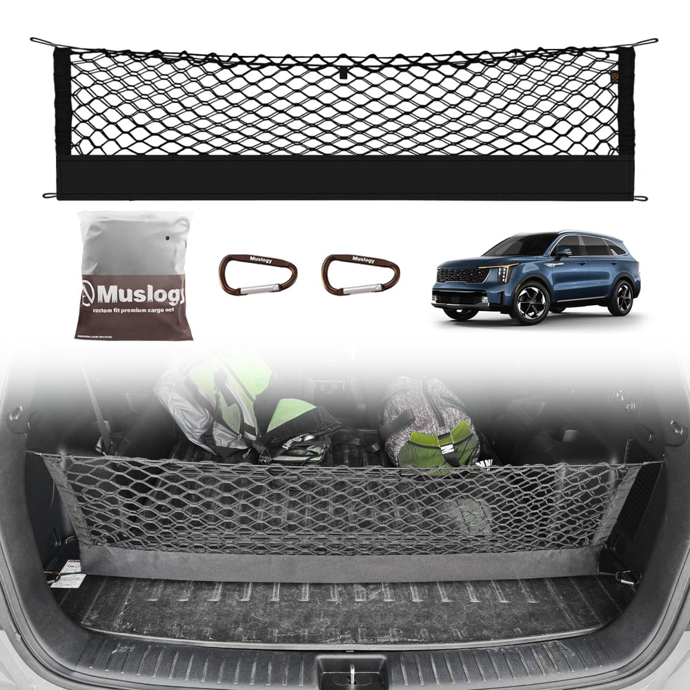 Muslogy truck bed cargo net fits Kia Sorento for secure cargo