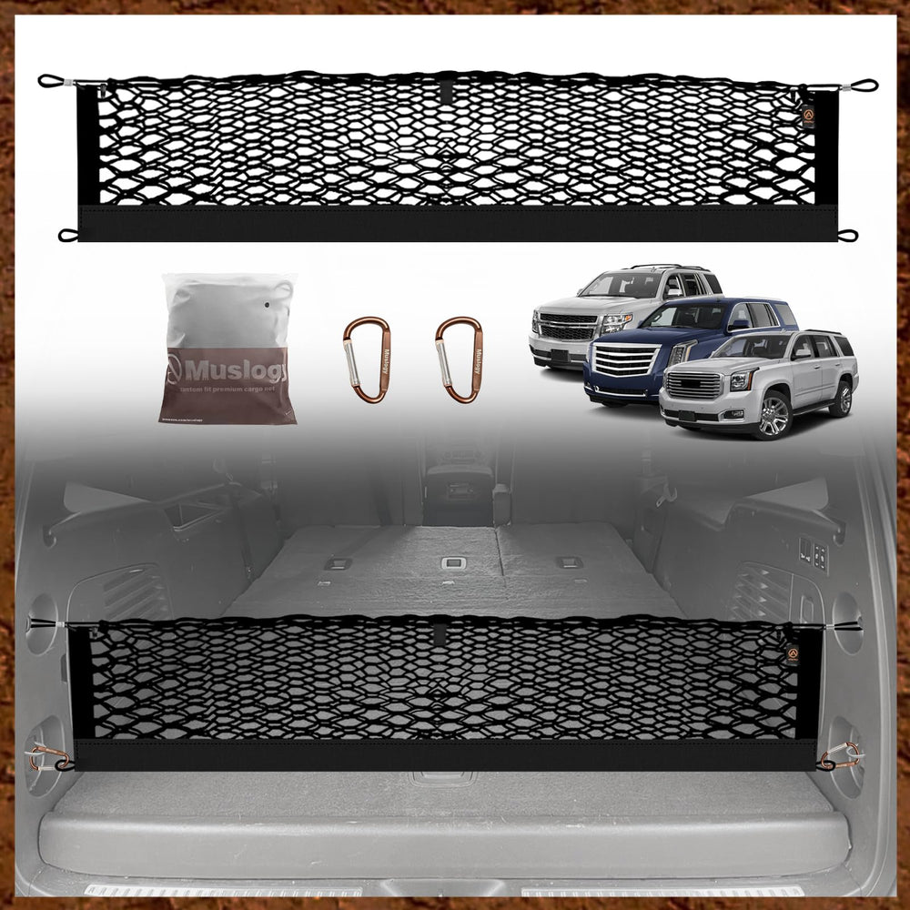 Muslogy trunk cargo net envelope design secures items in the trunk