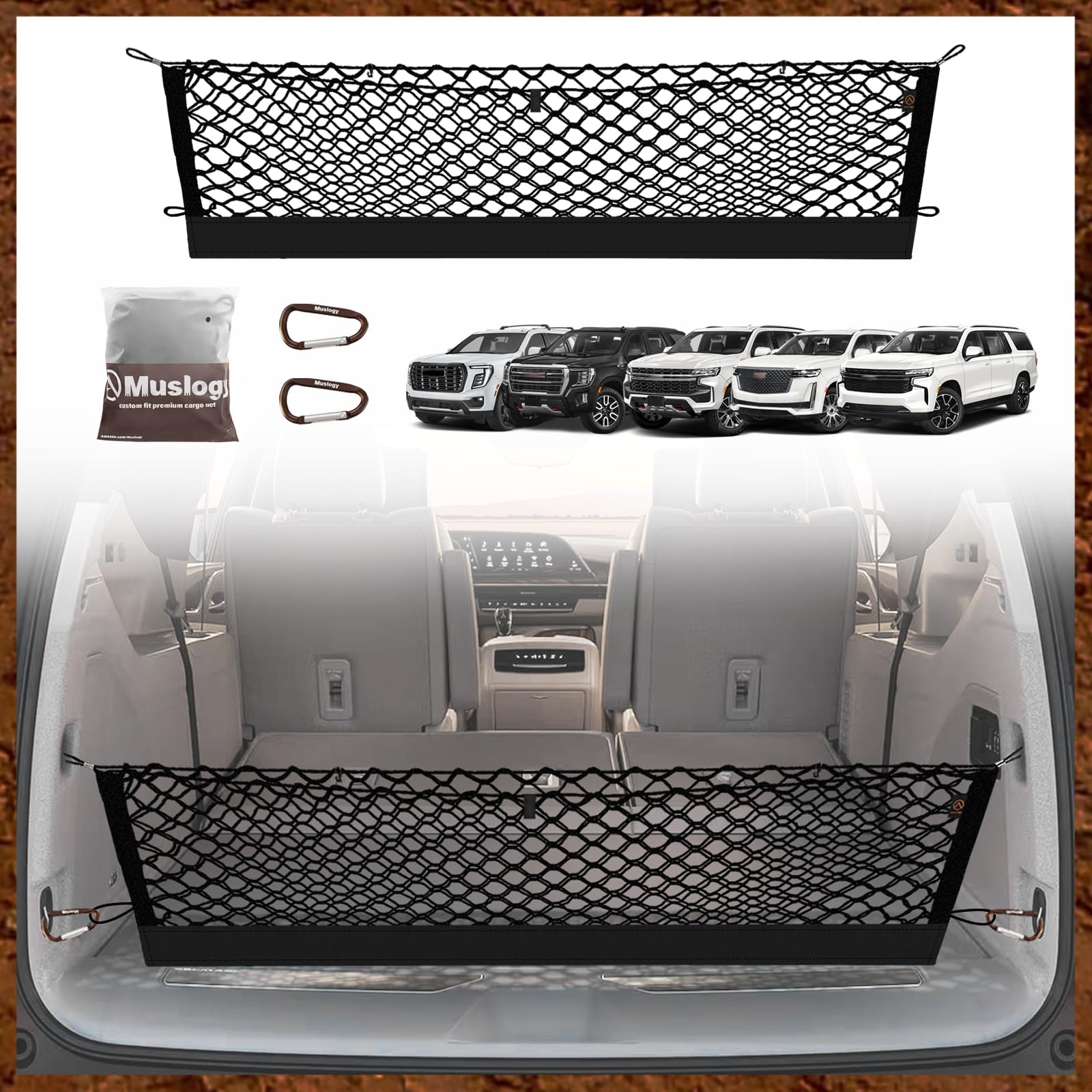 Muslogy trunk cargo net Suburban fit keeps items secure during drives