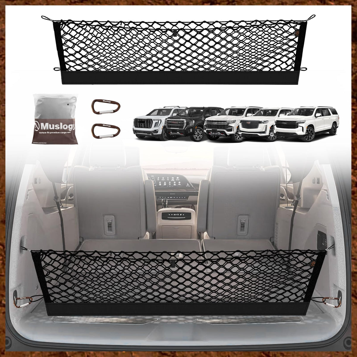 Muslogy trunk cargo net Suburban fit keeps items secure during drives