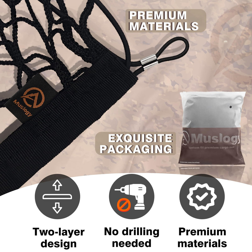 Muslogy Trunk Cargo Net laser-fit design provides snug, non-slip cargo hold.