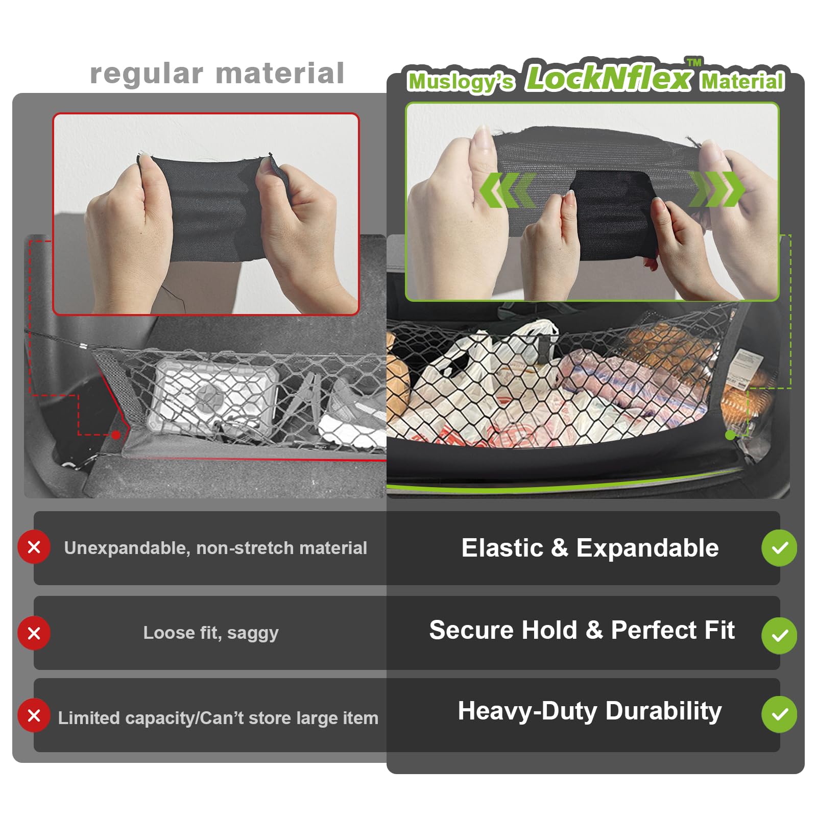Muslogy Yukon XL net with edge wrap protects cargo