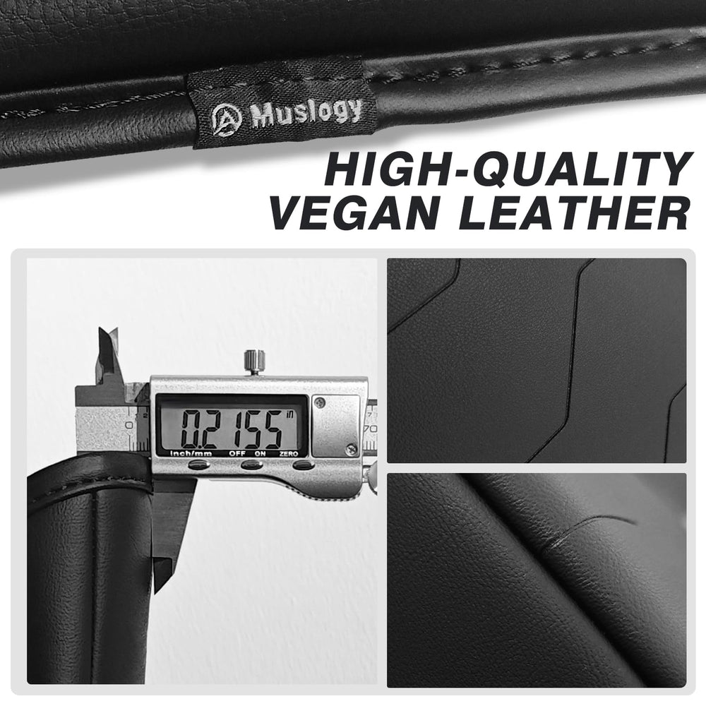 Muslogy vegan leather cushion provides comfortable arm support.