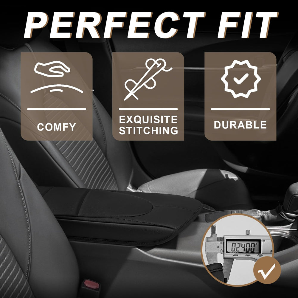 Muslogy vegan leather armrest cover elevates interior texture to match OEM seats.