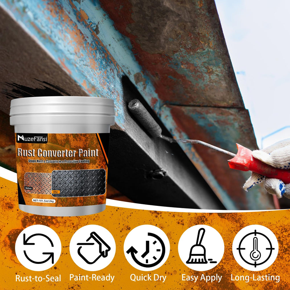 MuzeFansi rust converter dried flat finish ready for painting on metal.