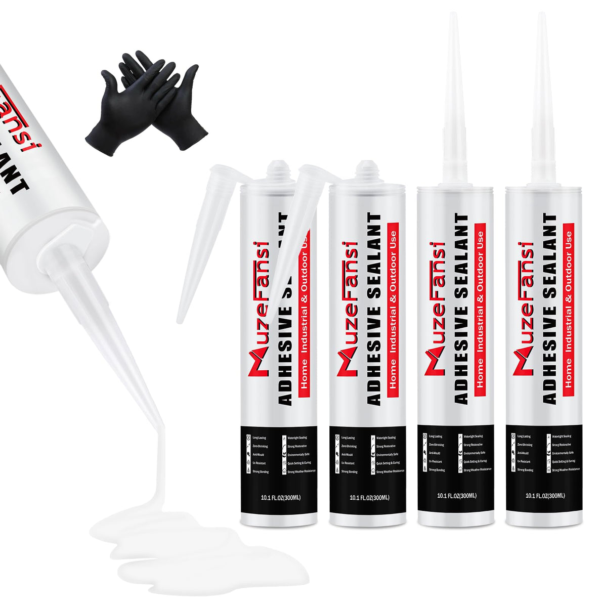 MuzeFansi RV Roof Lap Sealant four-pack bottles for waterproofing.