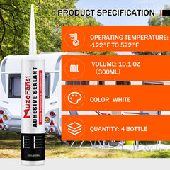 Close-up of MuzeFansi sealant applying on RV roof edge showing self-leveling action.