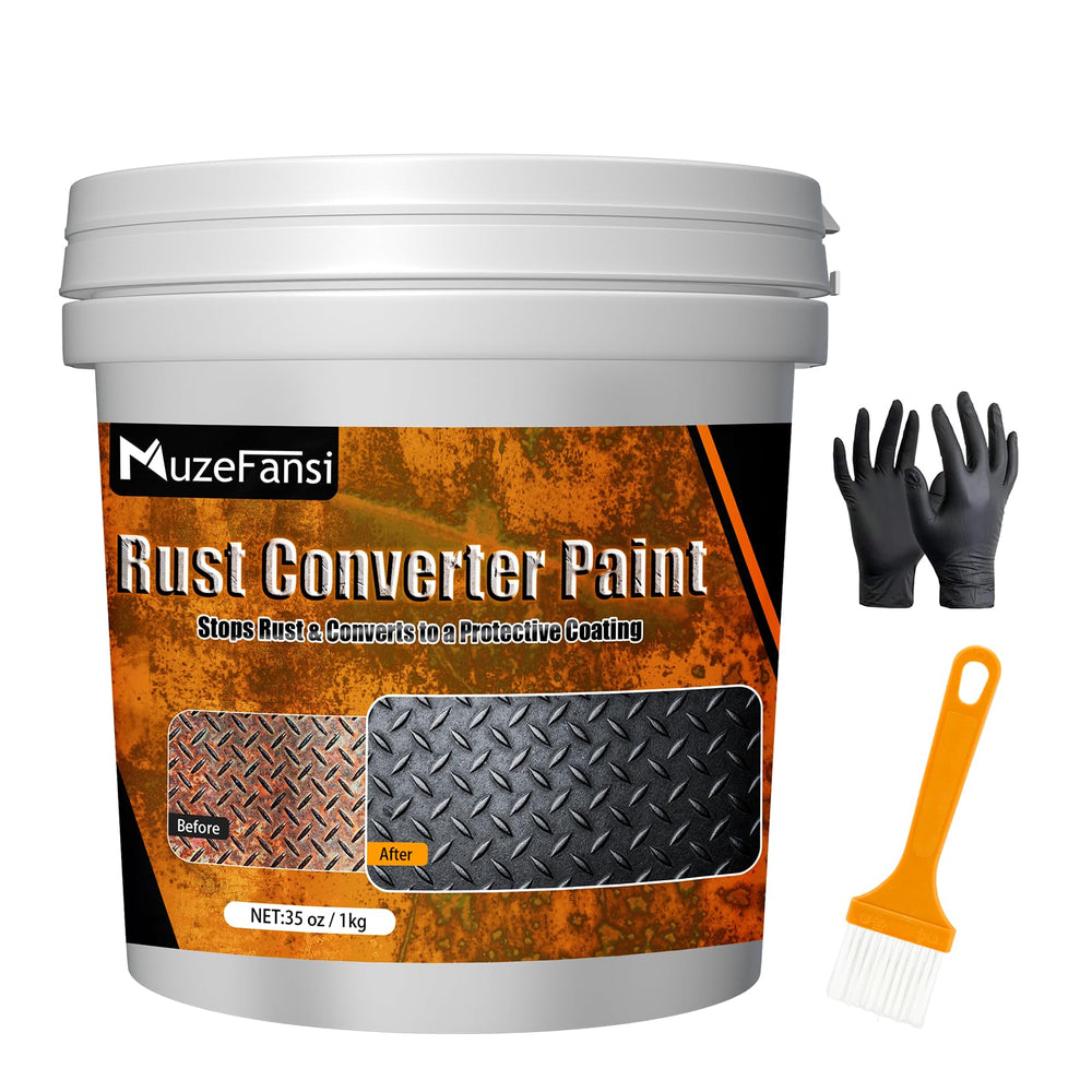 MuzeFansi 2-in-1 rust converter bottle showing easy indoor rust protection
