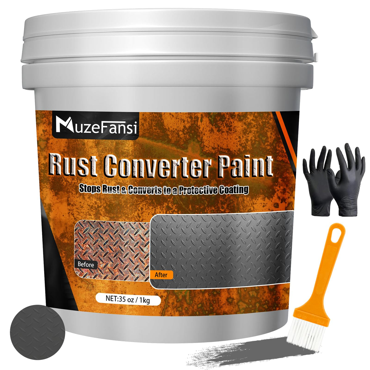 MuzeFansi rust converter gray bottle ready for rust-to-primer treatment