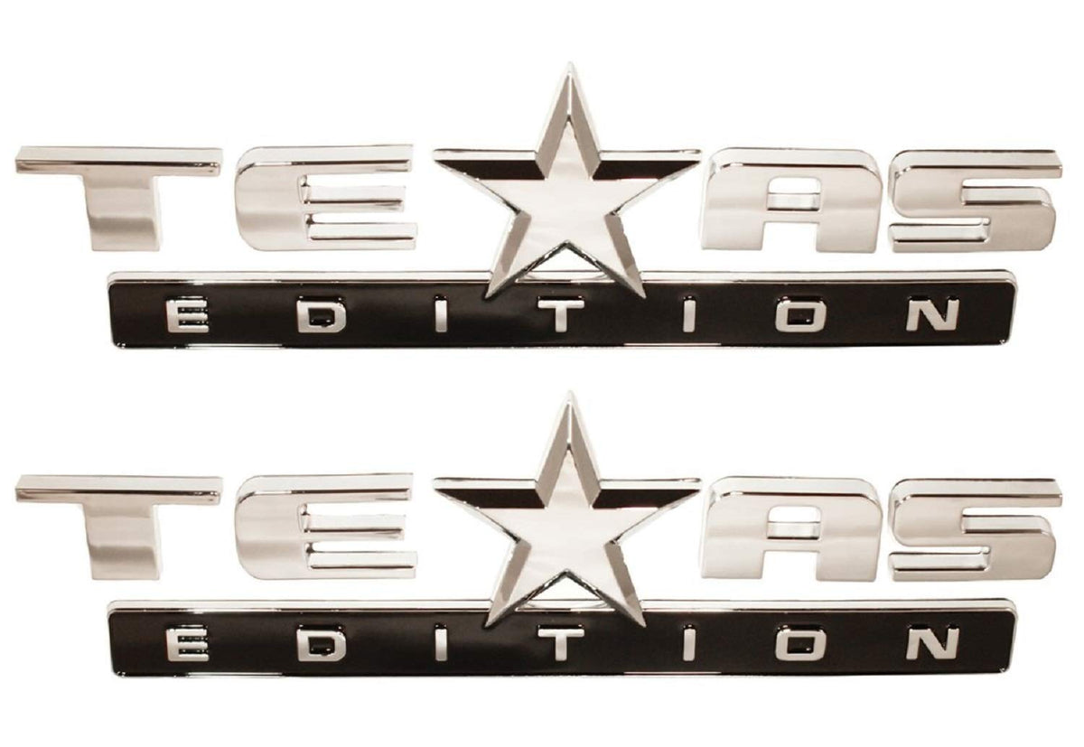 Muzzys Texas Edition chrome-black emblem set for trucks