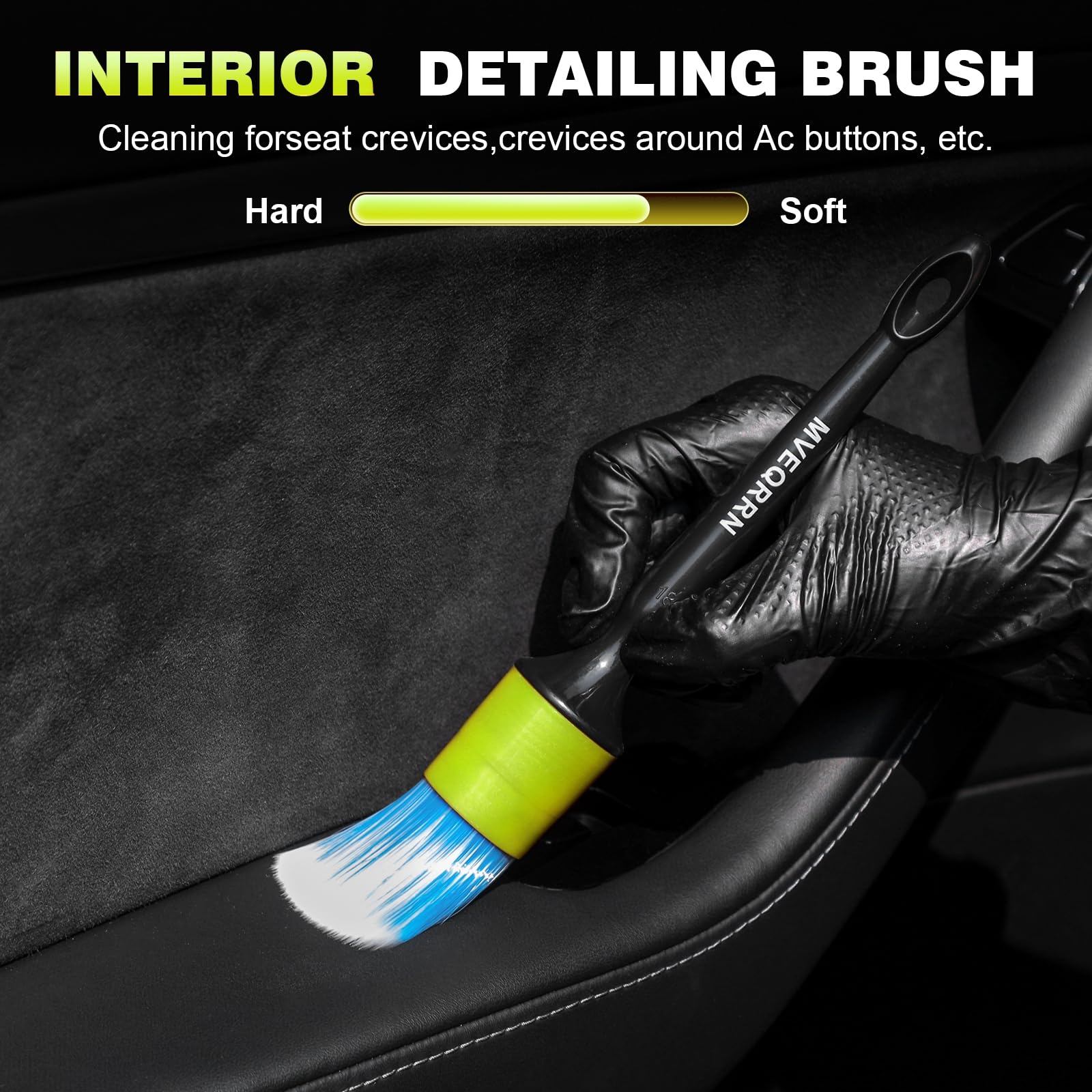 MVEQRRN yellow boar-hair brushes for exterior panels and wheels