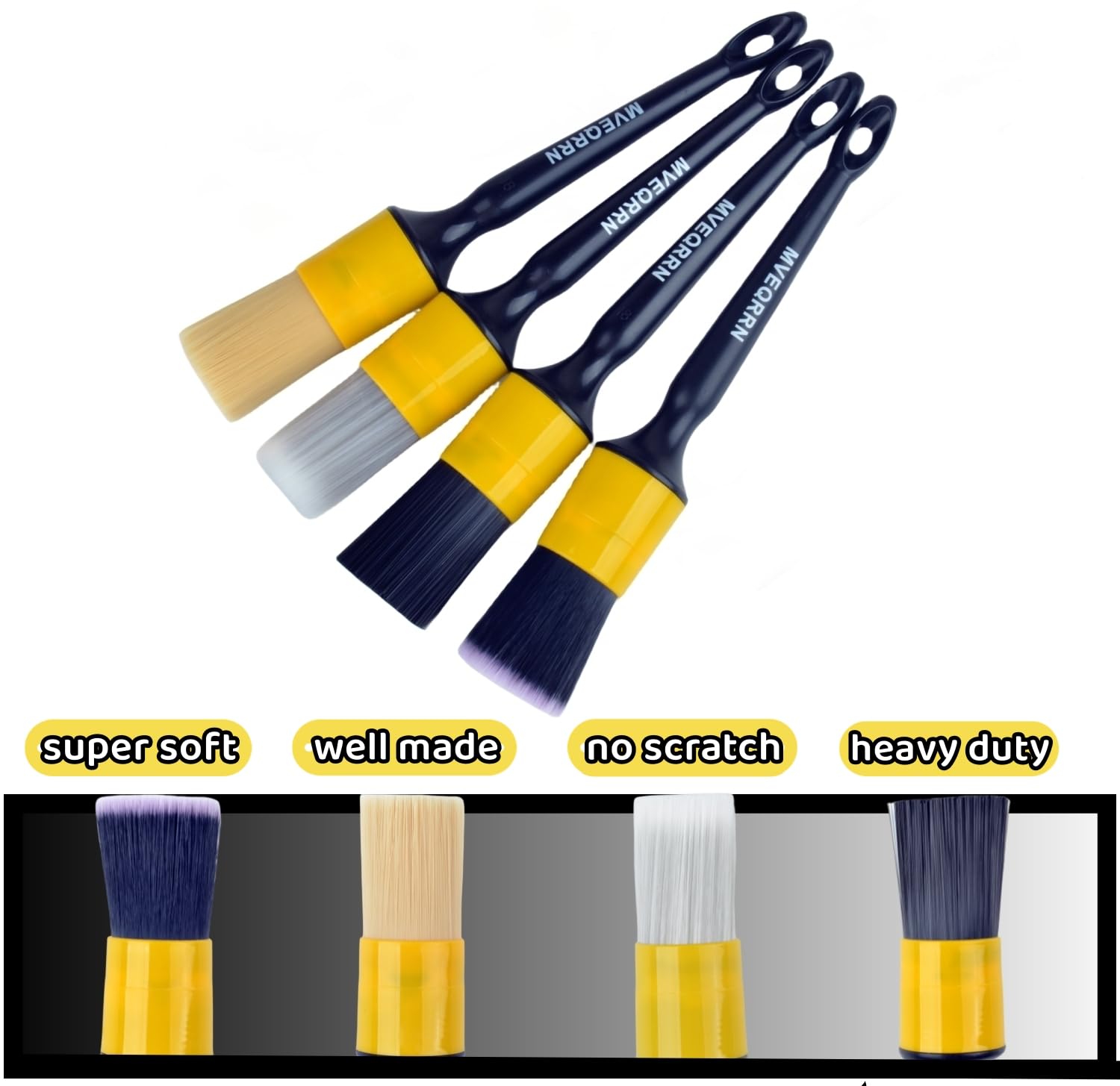 MVEQRRN ergonomic handle brush aiding hard-to-reach areas.