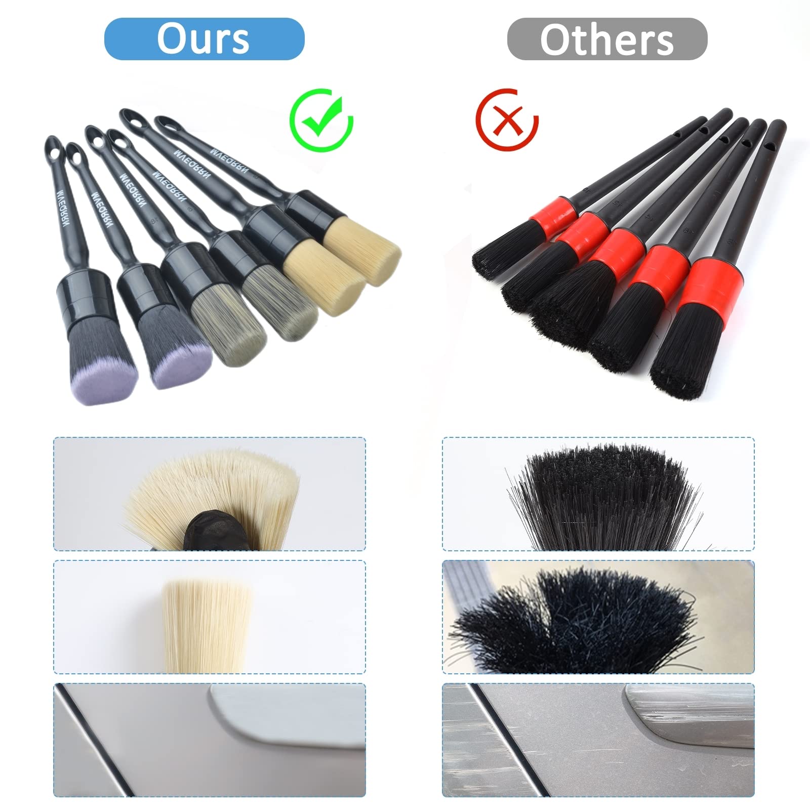 MVEQRRN leather seat brush for delicate surfaces and thorough cleaning.