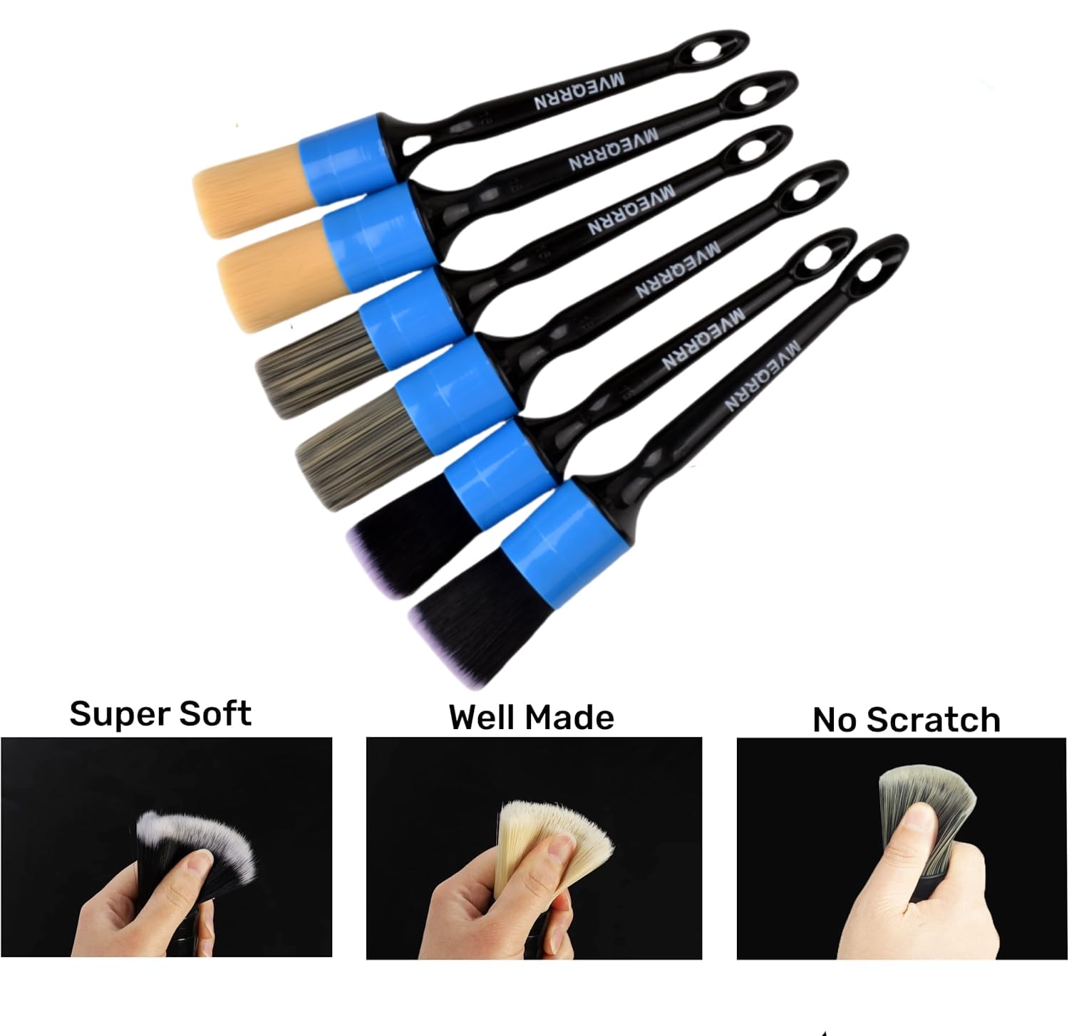 MVEQRRN multicolor detailing brushes for interior and exterior use