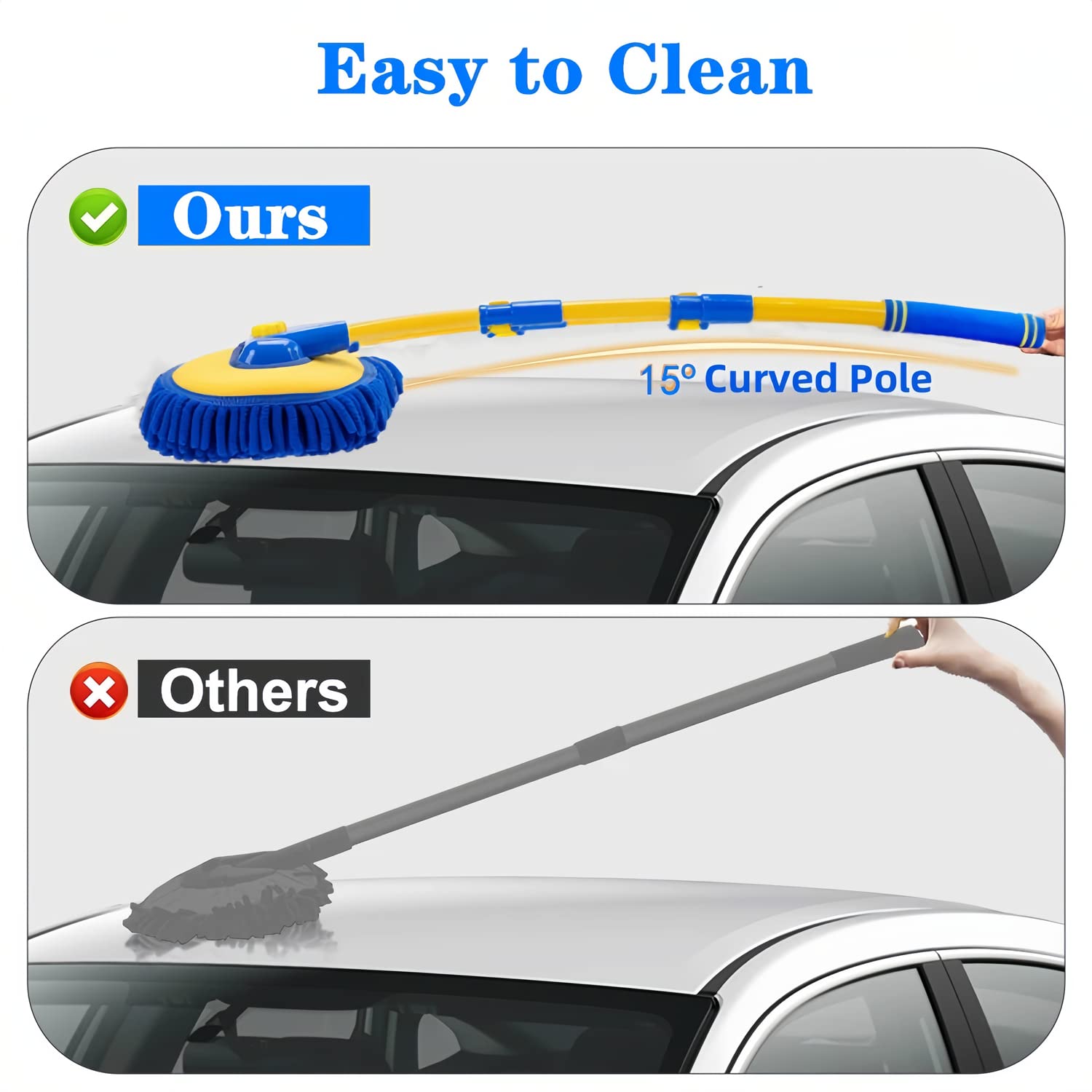 MVEQRRN scratch-free cleaning head protects delicate surfaces.